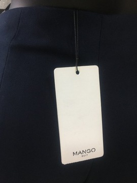 Mango, granatowe spodnie z ozdobnym przeszyciem,36