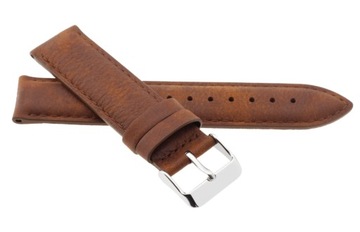 PASEK SKÓRZANY DO ZEGARKA JVD 22MM CIEMNO BRĄZOWY