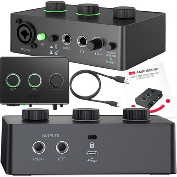 INTERFEJS AUDIO USB-C XLR WEJŚCIE INSTRUMENTALNE ODSŁUCH PHANTOM +48V LED