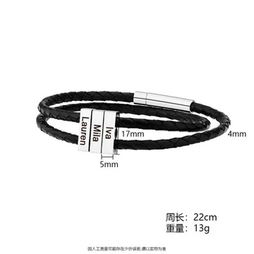 Custom Engraved Stainless Steel Leather Bracelet Father Plot Gift DIY