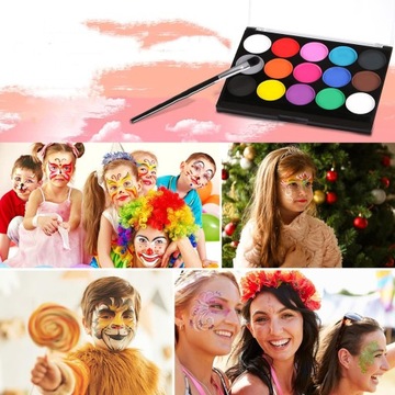 КРАСКИ ДЛЯ КРАСКИ ДЛЯ ТЕЛА 15 ШТ КРАСКИ ДЛЯ ЛИЦА С 2 КИСТОЧКАМИ