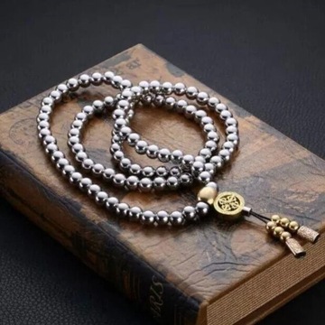 Stainless Steel Jewelry Male Bracelet Braided Link Buddha Beads Necklace