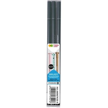 Wkłady do długopisu usuwalnego A 0.5mm czarny (3) AKR67K35-9 Happy Color