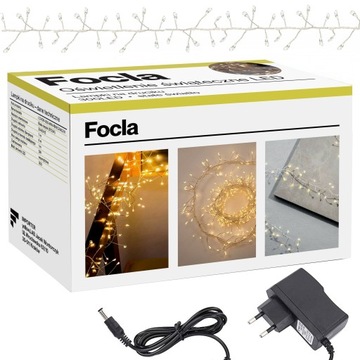 LAMPKI CHOINKOWE 300LED 6m CLUSTER RYŻ CIEPŁE