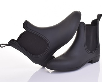 ЖЕНСКИЕ РЕЗИНОВЫЕ БОТИНКИ, ЧЕРНЫЕ МАТОВЫЕ РЕЗИНОВЫЕ БОТИНКИ.