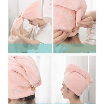 TURBAN Z MIKROFIBRY RĘCZNIK NA GŁOWĘ DO WŁOSÓW Superchłonny BEŻOWY GlossyMe