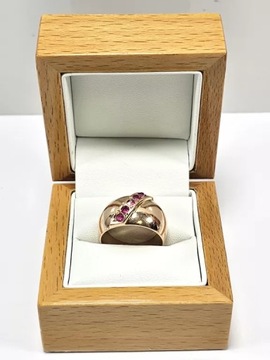 CIEKAWY ZŁOTY PIERŚĆIONEK 583 SYNT. RUBINY R22 6,28G