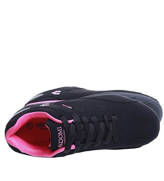 Sznurowane damskie buty sportowe czarne sneakersy sznurowane 15007