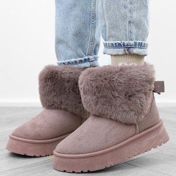 Женские зимние ботинки цвета хаки, платформа, мех, ТА-250, размер 38