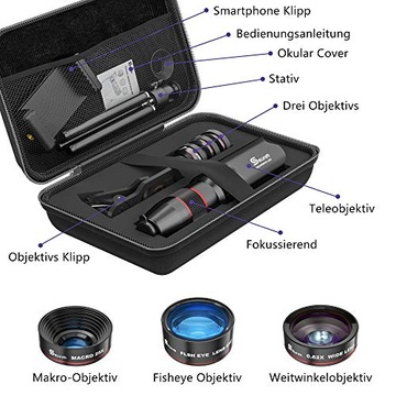 Набор объективов для телефона Selvim 4 в 1. ШТАТИВ