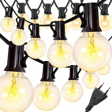 LAMPKI GIRLANDA OGRODOWA 22M 75 ŻARÓWKĄ ŁAŃCUCH ŚWIETLNY G40