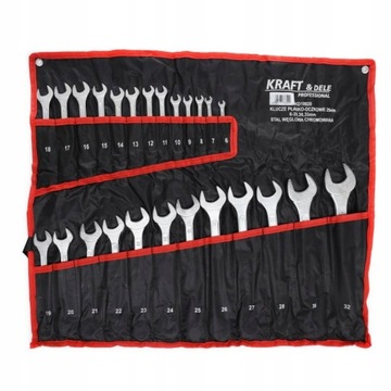 Klucze płasko-oczkowe 6-32mm 25szt. ZESTAW KLUCZY NA PŁACHCIE +ETUI KD10920