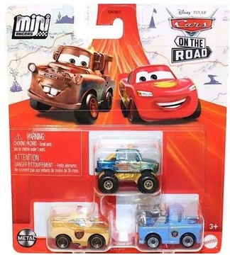 CARS MINI AUTKA MATTEL DISNEY 3-pak Zygzak zastępca szeryfa Złomek Ivy