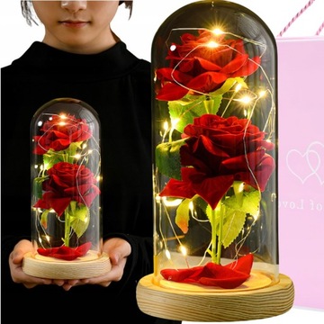 ВЕЧНАЯ РОЗА В СТЕКЛЕ, ПОДСВЕТКА СВЕТОДИОДНАЯ, ИДЕАЛЬНО ПОДАРОК ​​МАМЕ, ДЕНЬ МАТЕРИ