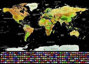 СКРЕТЧ-КАРТА - КАРТА МИРА С ФЛАГАМИ - ДЛЯ ПУТЕШЕСТВЕННИКА