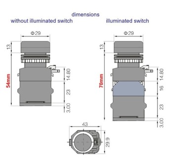 Przełącznik chwilowy LA38 monostabilny czerwony 10