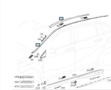 Listwa dachowa lewa Mercedes B klasa