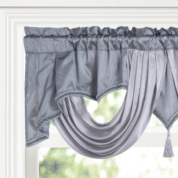 Kieszeń na pręt Valance Oddychająca zasłona okienna Panel Poziomy okien Decor Szary