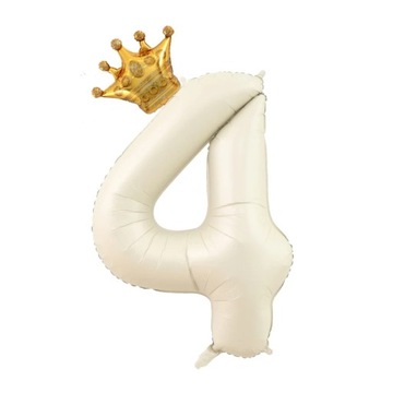 2Pcs Cream Number Balloons with Crown Foil Balloon