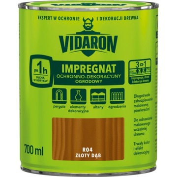 VIDARON Impregnat Ogrodowy R04 złoty dąb 0,7 L