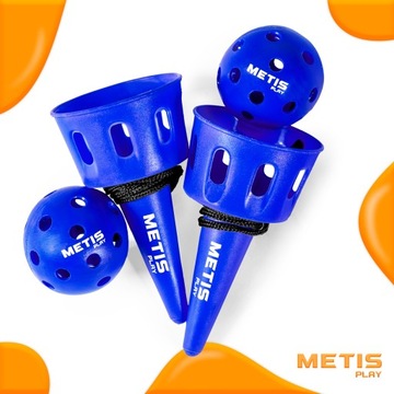 Gra zręcznościowa rzuć i złap (cup & ball) METIS Play, niebieski