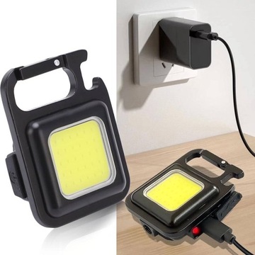 MOCNA MINI LATARKA LED KIESZONKOWA MOCNA METALOWA + BRELOK MAGNES PODSTAWKA