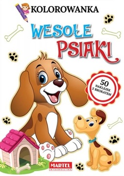 KOLOROWANKA z naklejkami BROKATEM - WESOŁE PSIAKI