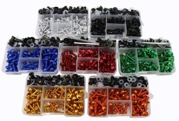 ZESTAW ŚRUB ŚRUBKI OWIEWKI ALUMINIOWE ZIELONE