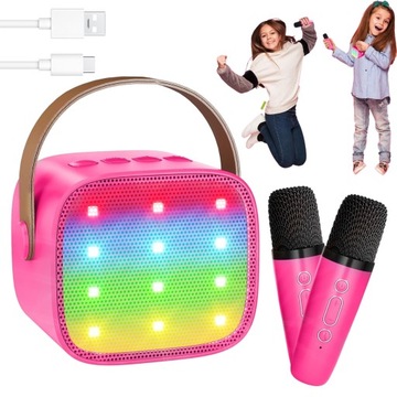 КАРАОКЕ-МАШИНА ПОРТАТИВНЫЙ ДИНАМИК BLUETOOTH С 2 БЕСПРОВОДНЫМИ МИКРОФОНАМИ