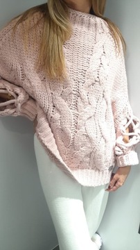 COCOMORE Sweter Półgolf Pudrowy Róż UNI