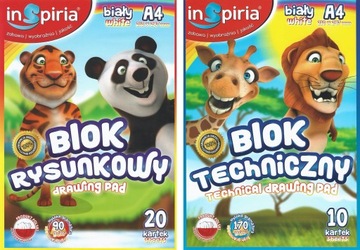 2 szt. BLOK techniczny i rysunkowy BIAŁY A4 zestaw