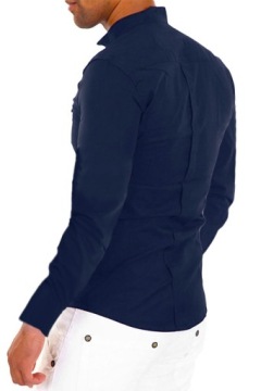 Мужская повседневная рубашка с воротником-стойкой на каждый день, гладкая НОВИНКА