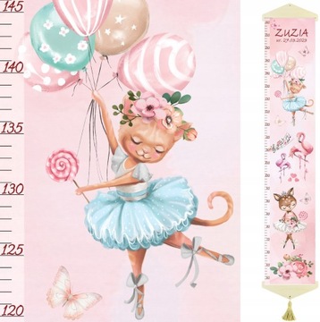 Таблица роста детей на холсте CANVAS Ballerina II Имя и/или дата