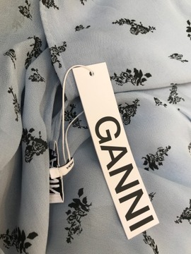 GANNI sukienka 42 XL BRUNNERA BLUE GEORGETTE DRESS