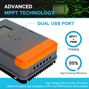 ЭФФЕКТИВНЫЙ РЕГУЛЯТОР ЗАРЯДА для аккумуляторов 40А 12В 24В MPPT max PV 100В солнечная батарея