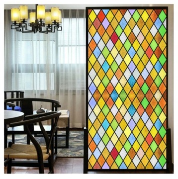 НАКЛЕЙКА МАСКИРОВКА ЦВЕТНЫЕ РОМБЫ ВИТРАЖ
