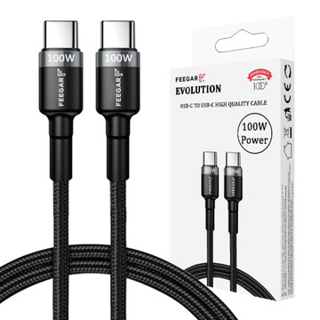 Feegar USB-C Type-C 100 Вт PD Кабель быстрой зарядки 3.0