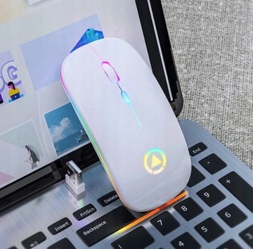 ТИХАЯ ЛЕГКАЯ БЕСПРОВОДНАЯ МЫШЬ ДЛЯ НОУТБУКА С RGB-ПОДСВЕТКОЙ ДЛЯ ШКОЛЬНОЙ РАБОТЫ