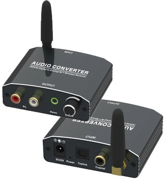 Konwerter Toslink/Coaxial/Bluetooth na analogowy sygnał audio 2x RCA 3.5mm