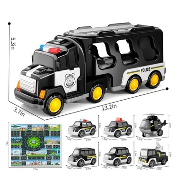 Игрушечная полицейская машина 7 в 1 со звуковыми и световыми эффектами. Автомобильный вертолет с инерционным приводом