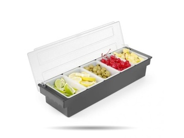 Барменский контейнер для аксессуаров для напитков - 5 вставок Bar up, черный, 480х1