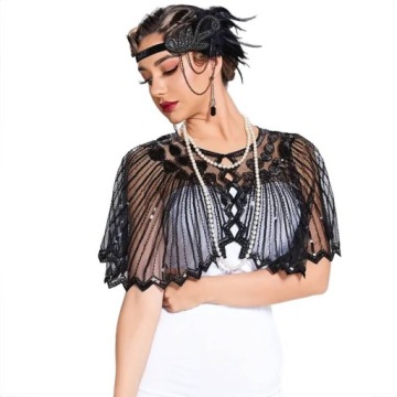 BOLERKO CZARNE WIECZOROWE cekiny BAL LATA 20 KOSTIUM