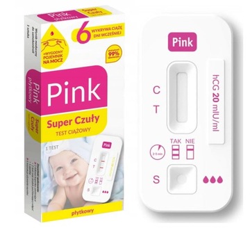 TEST CIĄŻOWY SUPER CZUŁY Płytkowy PINK SZYBKI