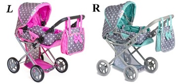 Коляска для куклы 3в1, глубокая коляска, переноска, СУМКА, СУМОЧКА, пеленальный столик, Дорис