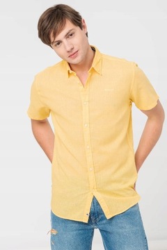 Pepe Jeans ser fit logo rękaw krótki żółta koszula regular len M NH4