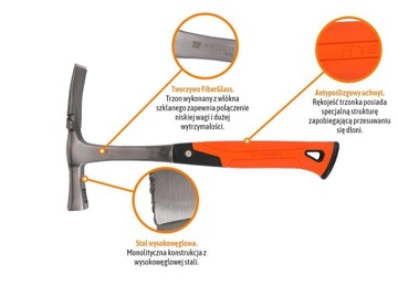 Молоток каменщика тип БЕРЛИН, 600G, закаленная сталь, моноблок EXTREME TEGER