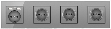 GNIAZDKO USB 4× SZKLANE GNIAZDO 230V Z 2 USB 2.1A