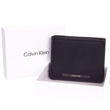 CALVIN KLEIN BEZPIECZNY PORTFEL MĘSKI MODERN BAR BIFOLD 6CC W/BILL CZARNY