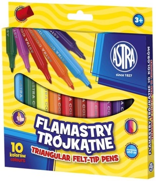 ASTRA Flamastry trójkatne JUMBO 10 kolorów