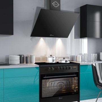 Kuchenka elektryczna 90 cm + okap ścienny 90cm GURARI E 912 BL+ GCH 286 BL 9 Prime